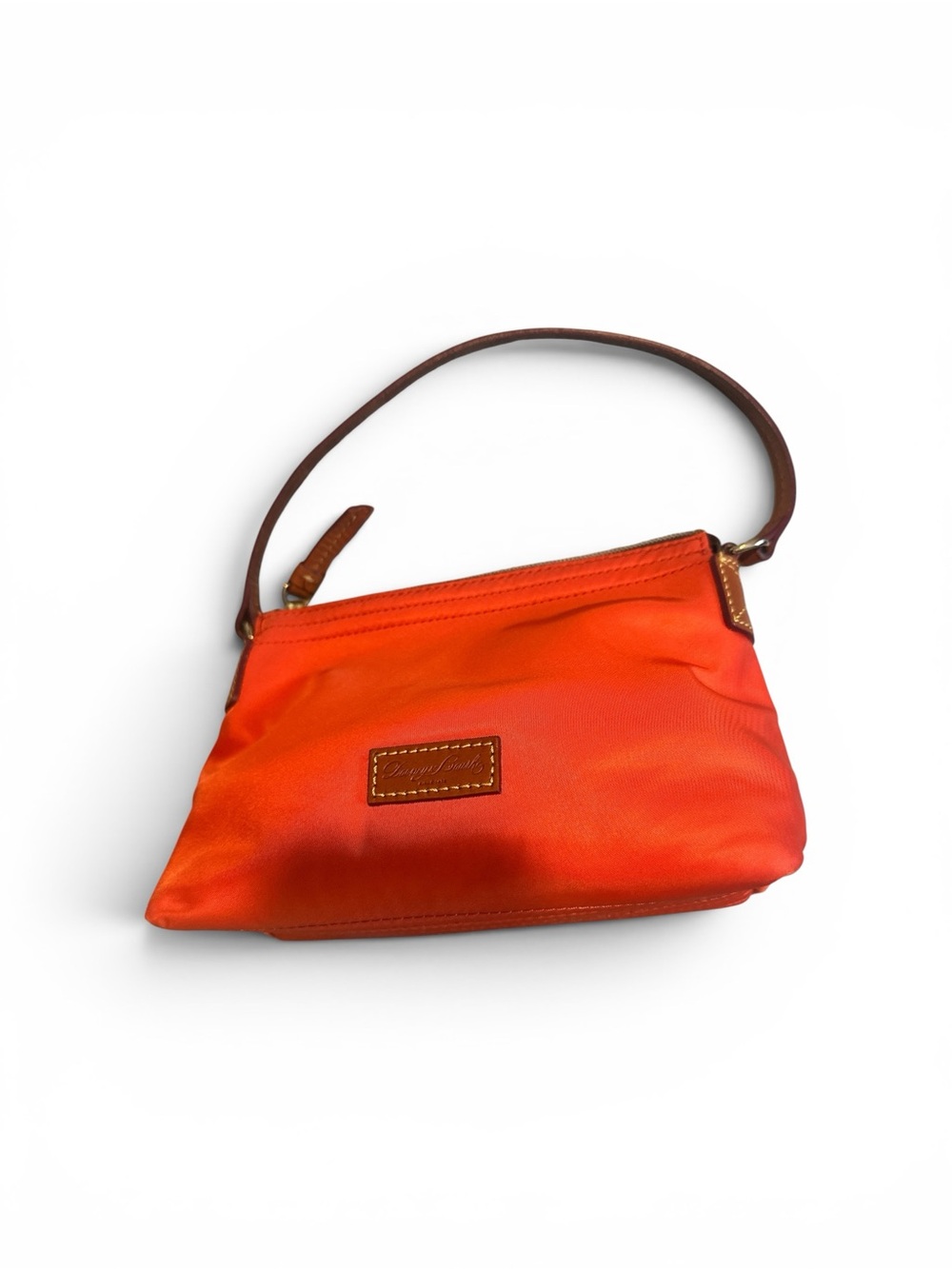 Dooney & Bourke Orange Shoulder Wristlet with Brown Strap
